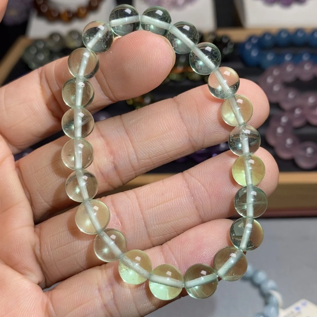 手链未镶嵌水晶高冰高货绿萤石8.2mm