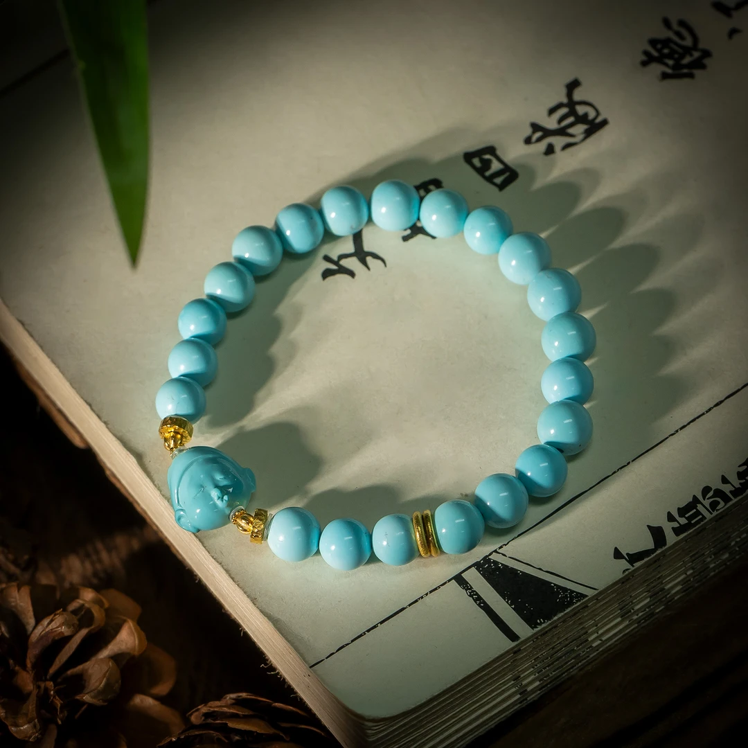 【世间臻宝】18K绿松玩偶手串/Q1166/多样性发一件/7mm+/孤