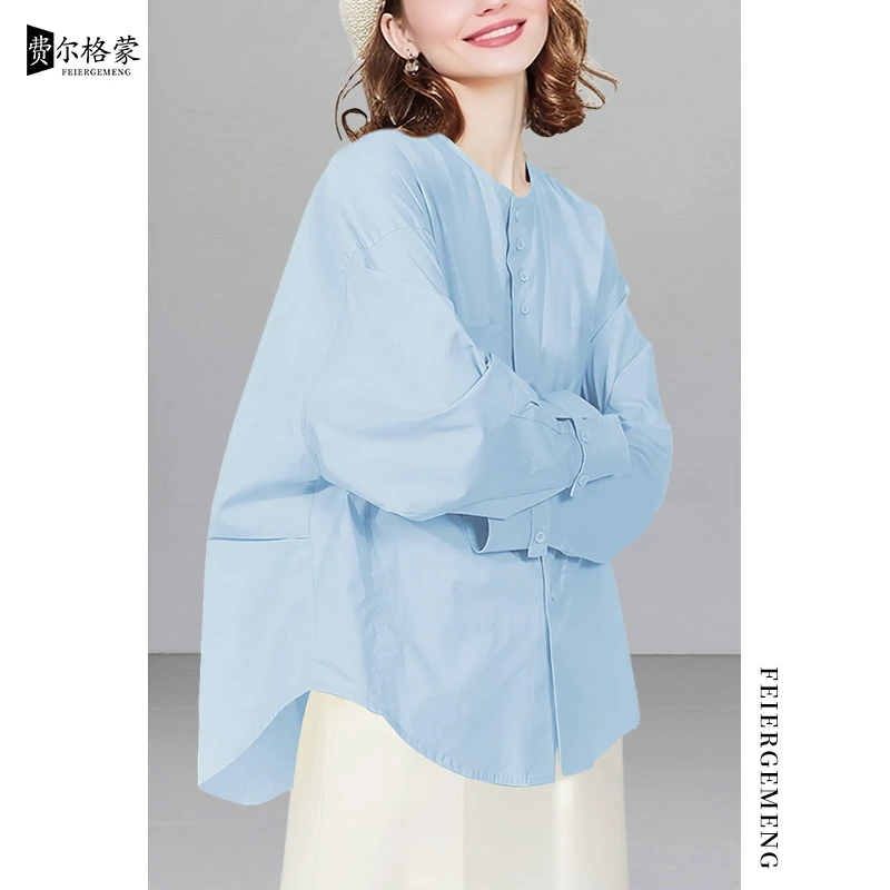 设计感法式气质宽松时尚衬衫女春秋季新款休闲纯色衬衣减龄长袖潮