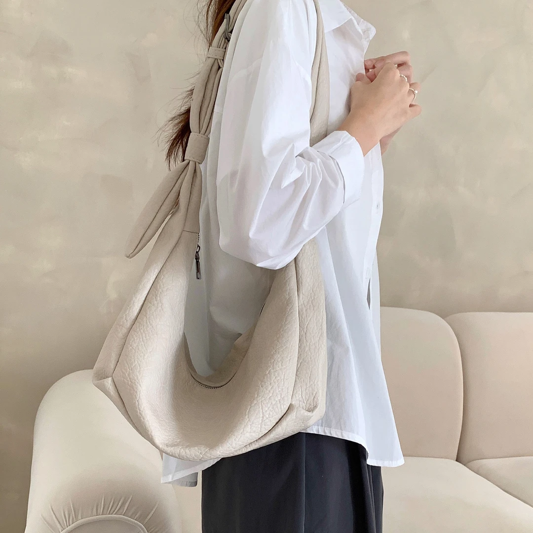 竹笋喵喵 韩系百搭时尚通勤饺子包女2025新款休闲ins风单肩斜挎包