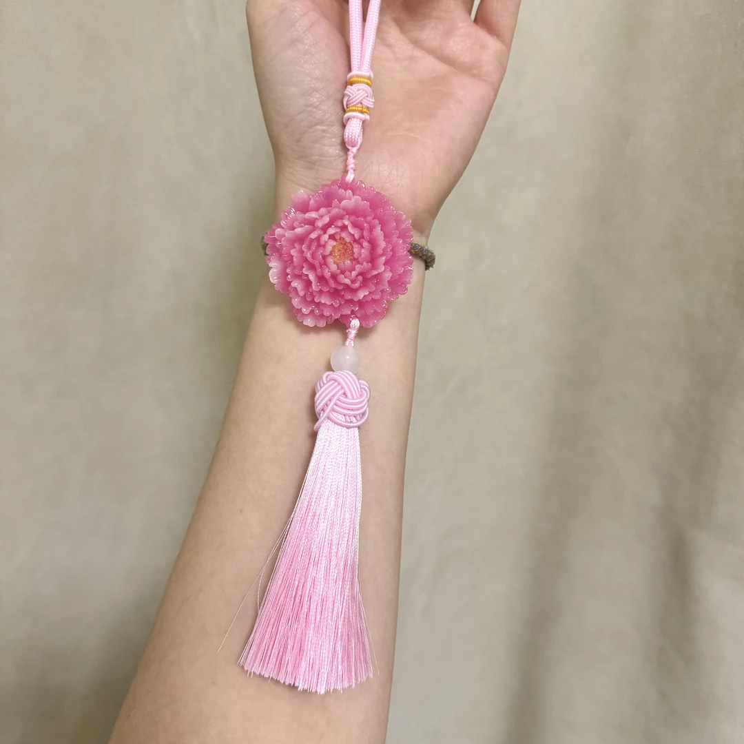 菏泽牡丹文创流苏树脂挂饰工艺品牡丹花国风装饰挂件纪念品伴手礼