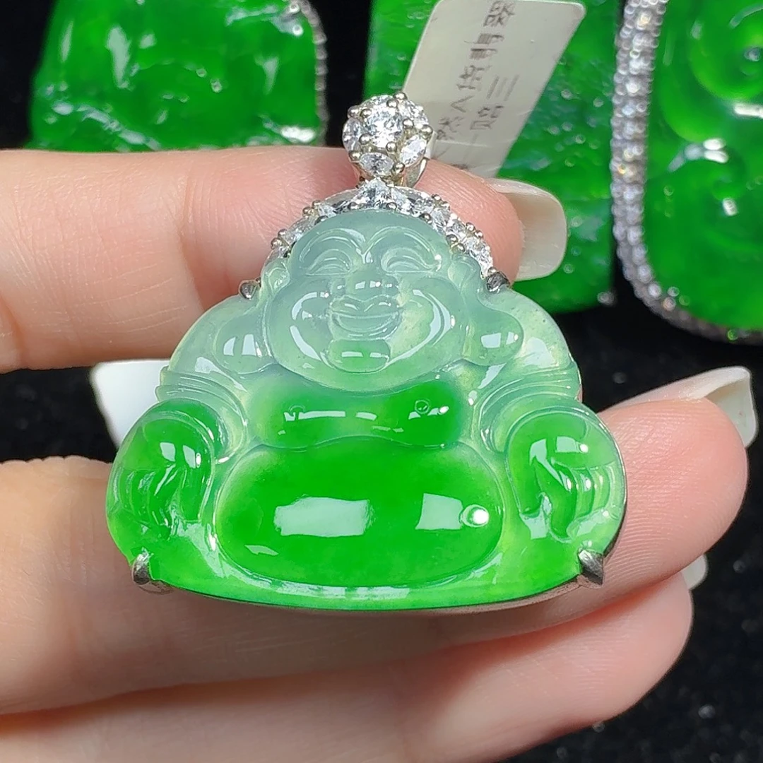 翡翠银S925镶嵌颈饰天然A货翡翠