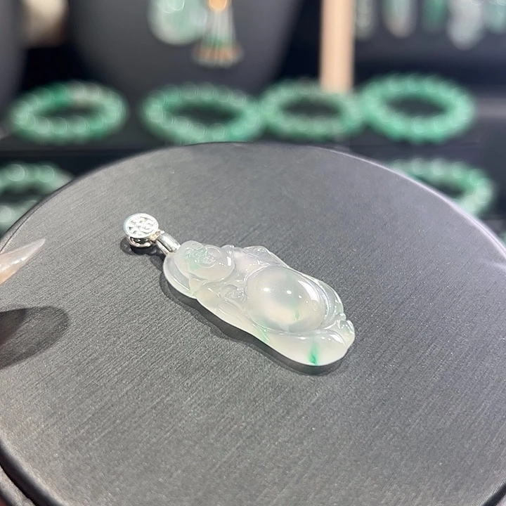 颈饰未镶嵌石英质玉（非洲翠）