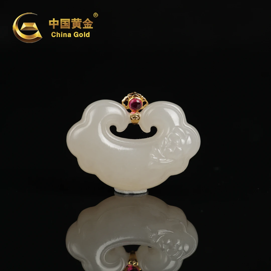 【中国黄金】燕荷 | 和田玉*吊坠*18k金镶嵌-D3919-格