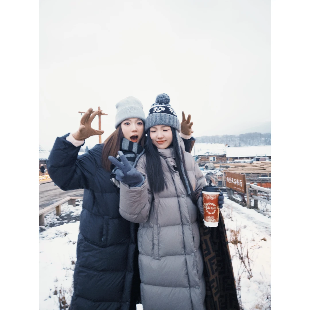 48H【禾木时光】加长过膝长款加厚宽松显瘦连帽羽绒服25353