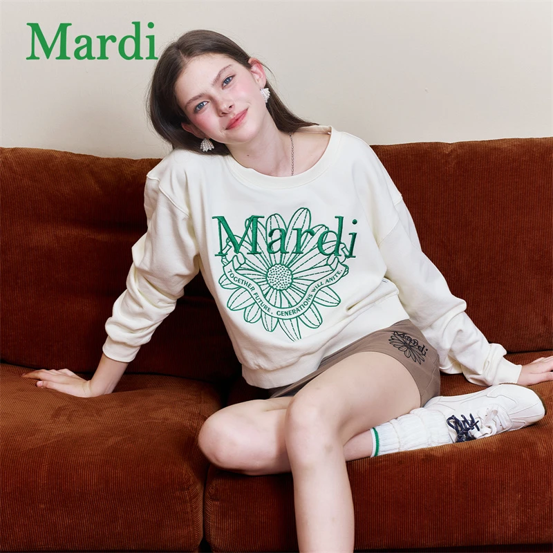 Mardi2025新品刺绣秋冬圆领纯棉休闲百搭韩版女士卫衣MWY2532087