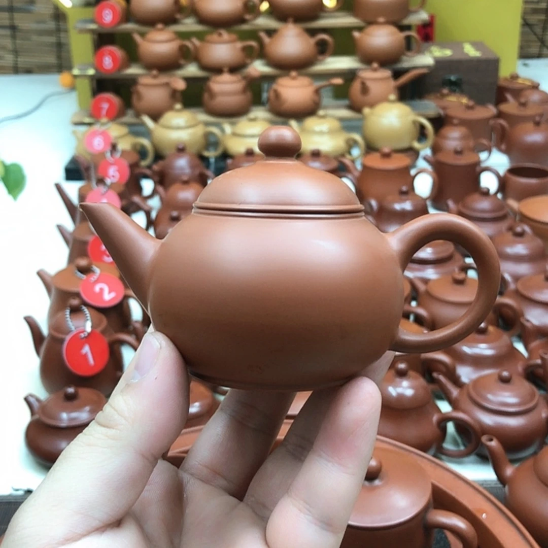 【闪购商品】朱泥茶壶唐****行薄胎水平壶120毫升