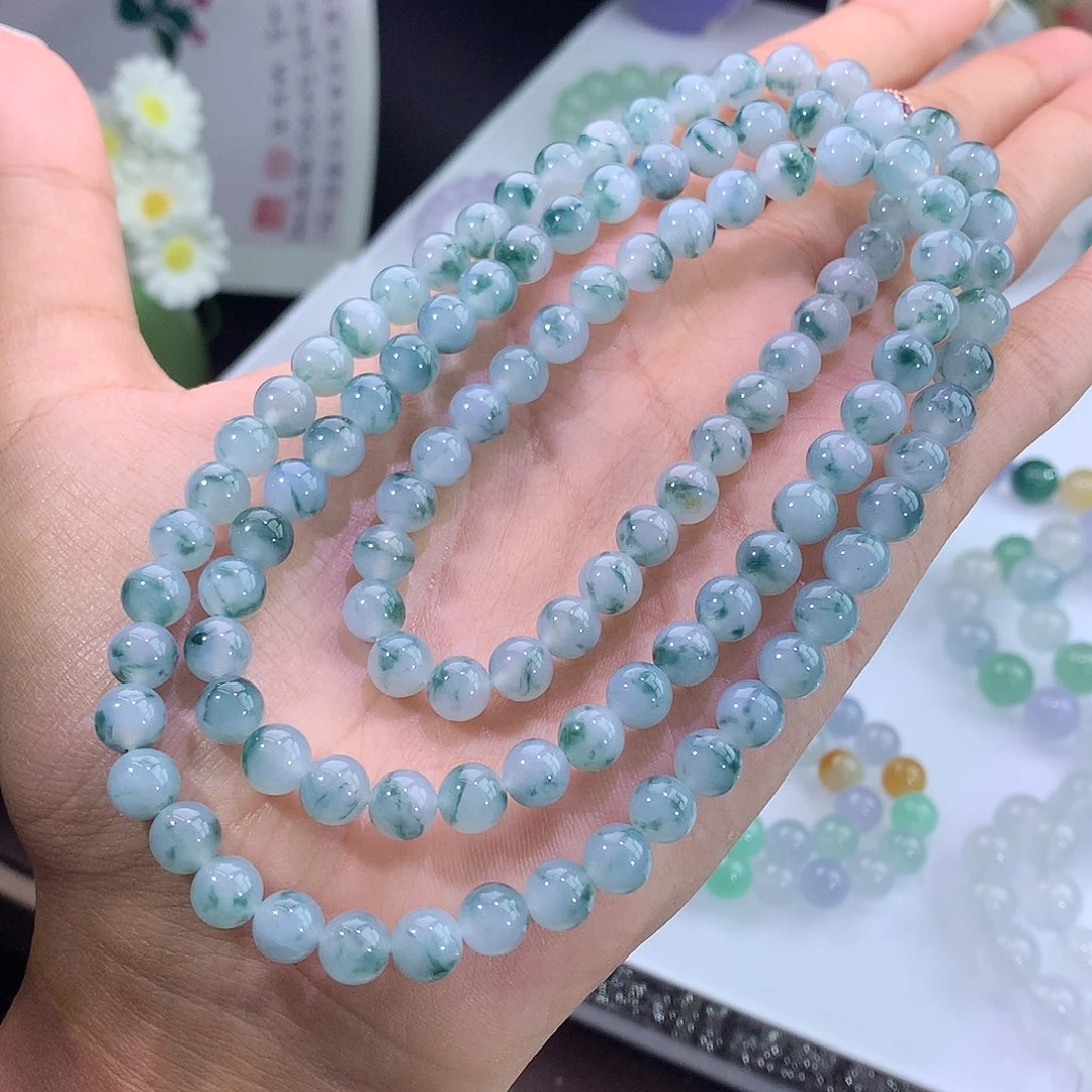 未镶嵌手链翡翠翡翠飘蓝花项链