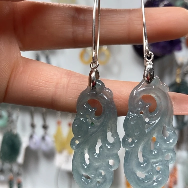 【闪购商品】翡翠耳饰银S925镶嵌耳饰