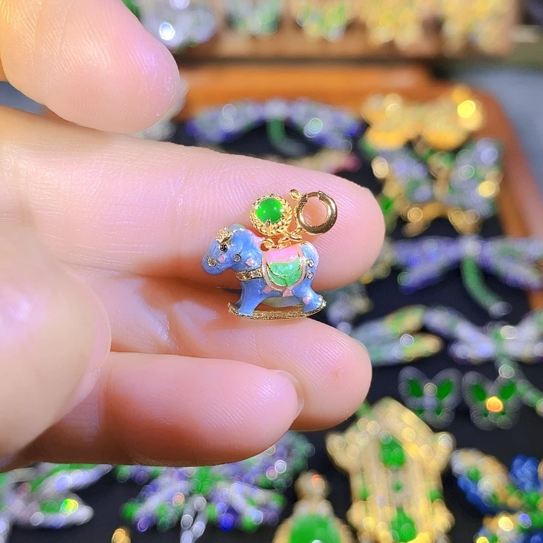 吊坠(不含链)银S925镶嵌翡翠