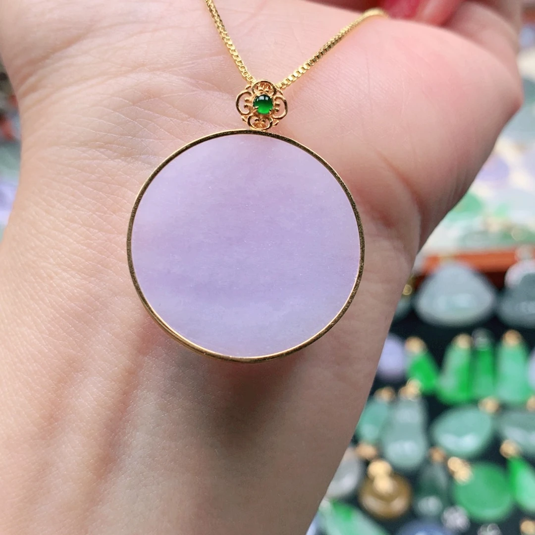 吊坠(不含链)18K金镶嵌翡翠般*