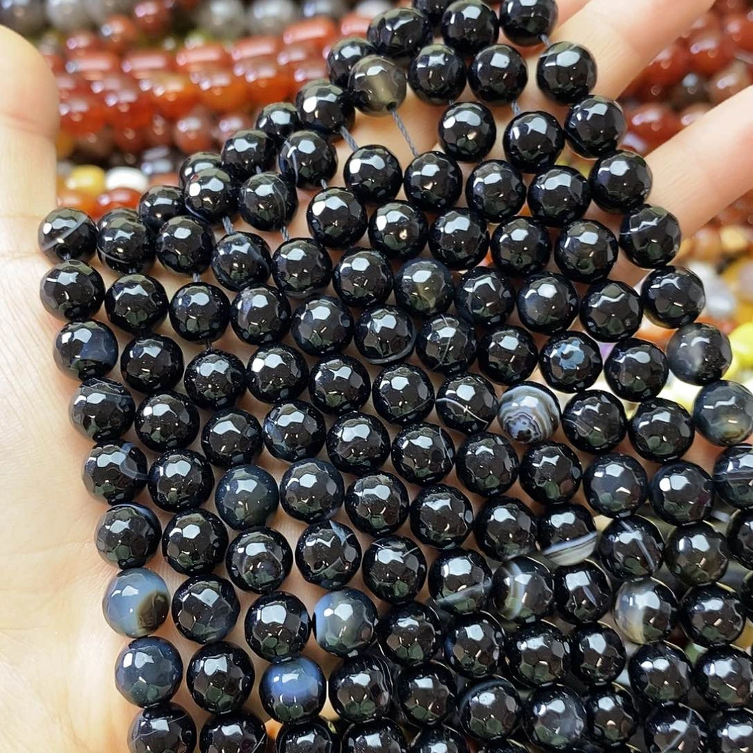 玛瑙/玉髓未镶嵌珠宝半成品卡九点多黑玛瑙一条