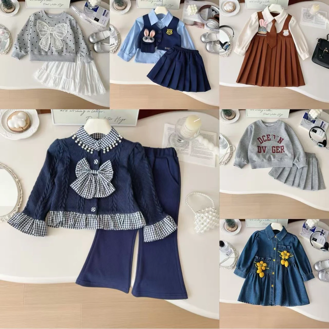 【现货有图】101-149春秋女童学院风洋气套装连衣裙