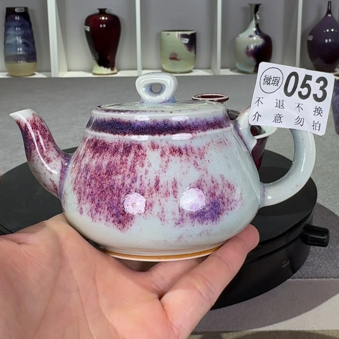 木***来陶摆件微瑕钧窑茶壶玉石釉