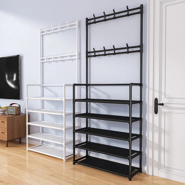 鞋架家用门口多层一体衣帽架子出租房家用简易鞋柜入户门后收纳架