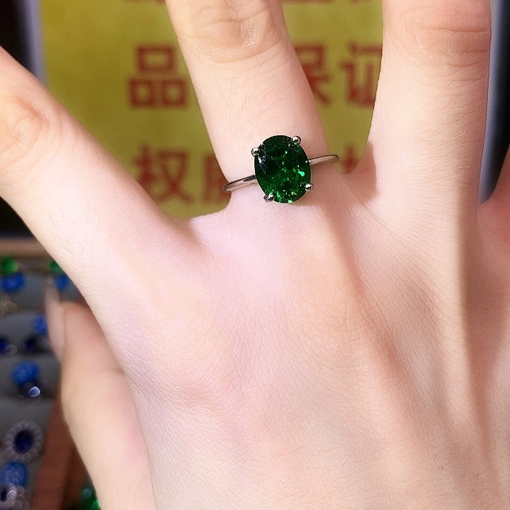 戒指透辉石银S925镶嵌