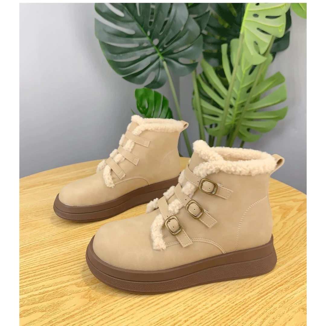 断码雪地靴女冬季加绒加厚保暖复古毛毛棉鞋百搭短靴子A156