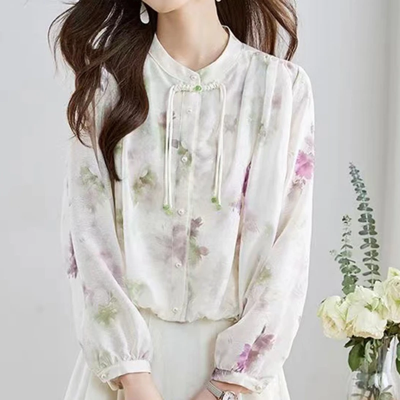 只发新疆国风碎花长袖盘扣薄款外套春季新款时尚开衫上衣6821