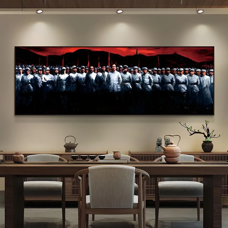 历史油画人物背景装饰画办公室客厅沙发背景墙新款新中式挂画