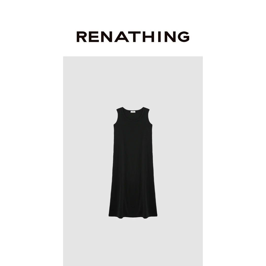 【RENATHING】纯色罗纹背心长裙