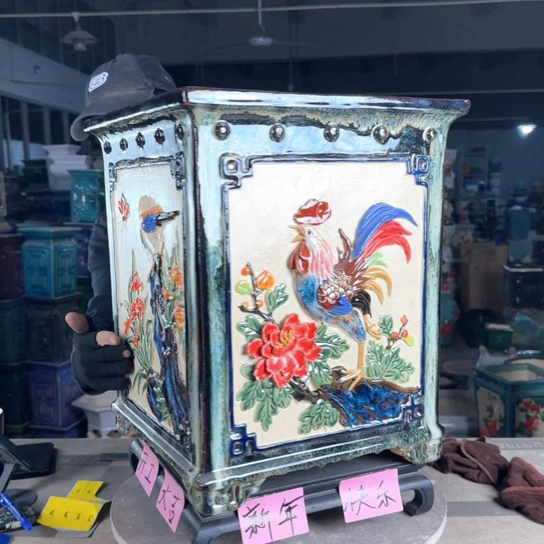 一风堂石湾花盆。阿*西盆口收缩高温裂