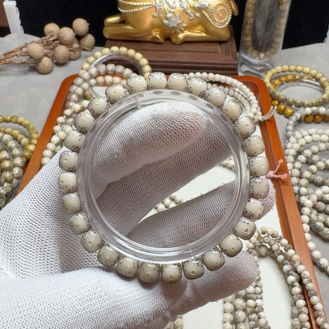 星月菩提手串石玉料8/7白冰料正月留白小细星