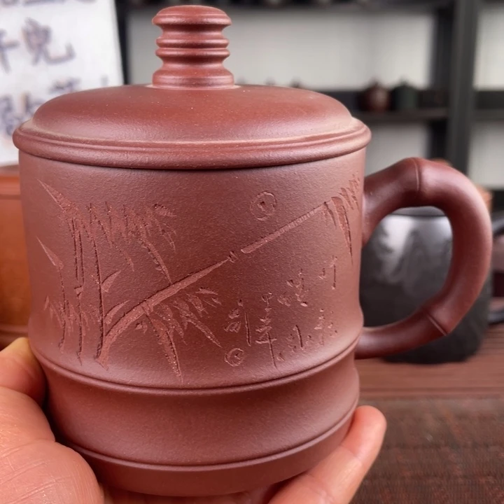 茶杯紫砂宜兴原矿紫砂盖杯微瑕