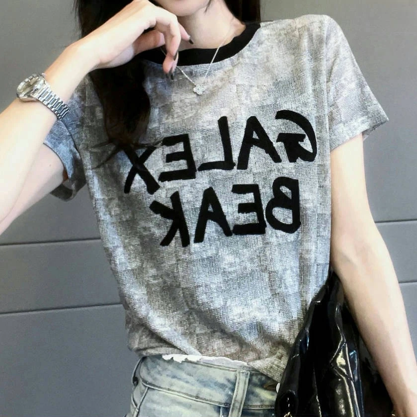 爆款2025夏季新款气质百搭简约短袖T恤女百搭显瘦上衣