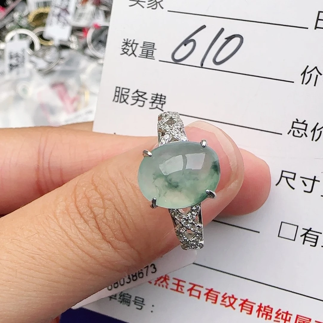银S925镶嵌戒指翡翠戒指