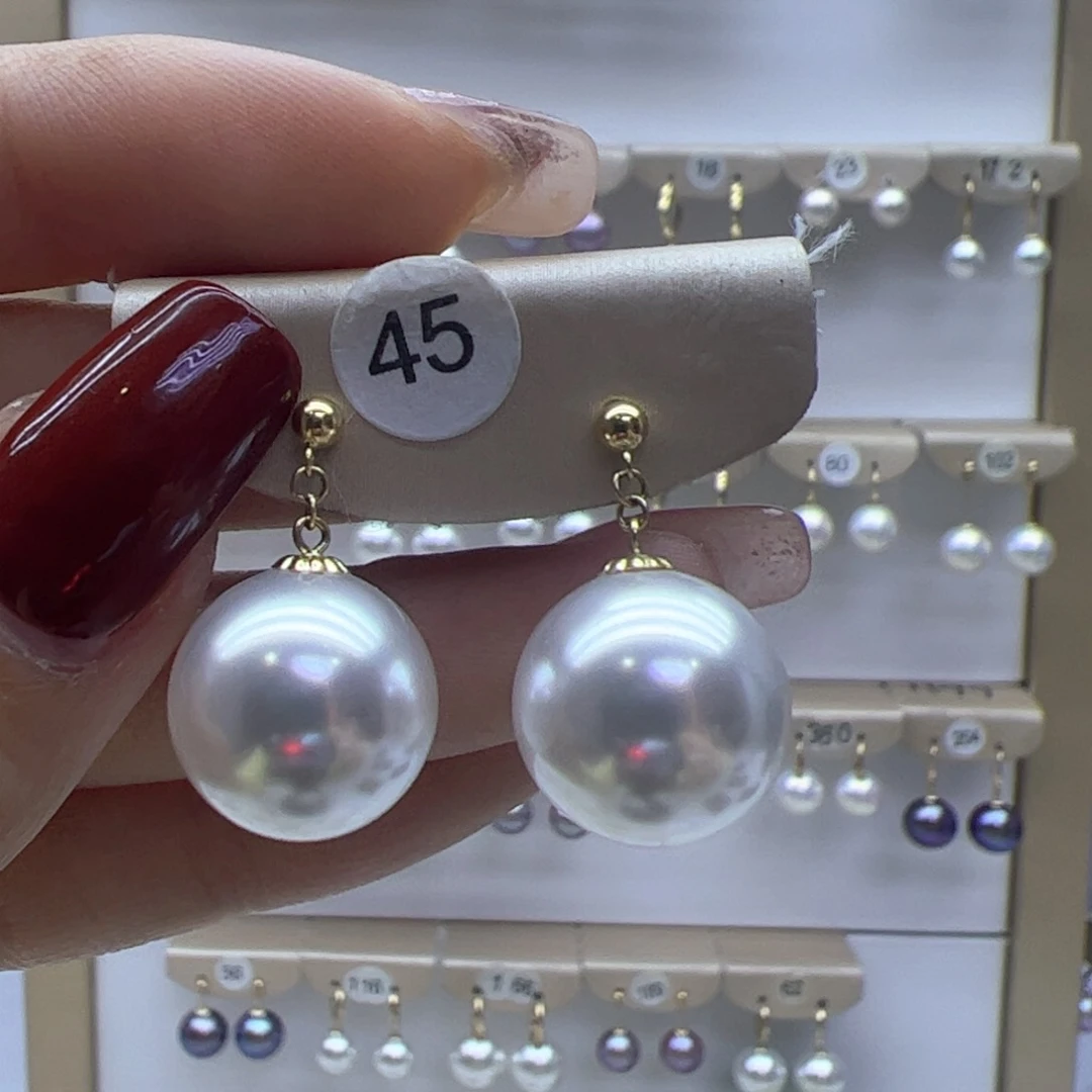 淡水珍珠耳饰18K金镶嵌