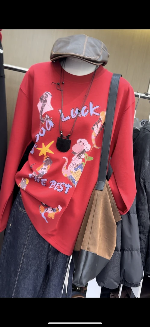 于小赖推荐2025年潮流设计感十足卡通图案设计感十足个性T恤女