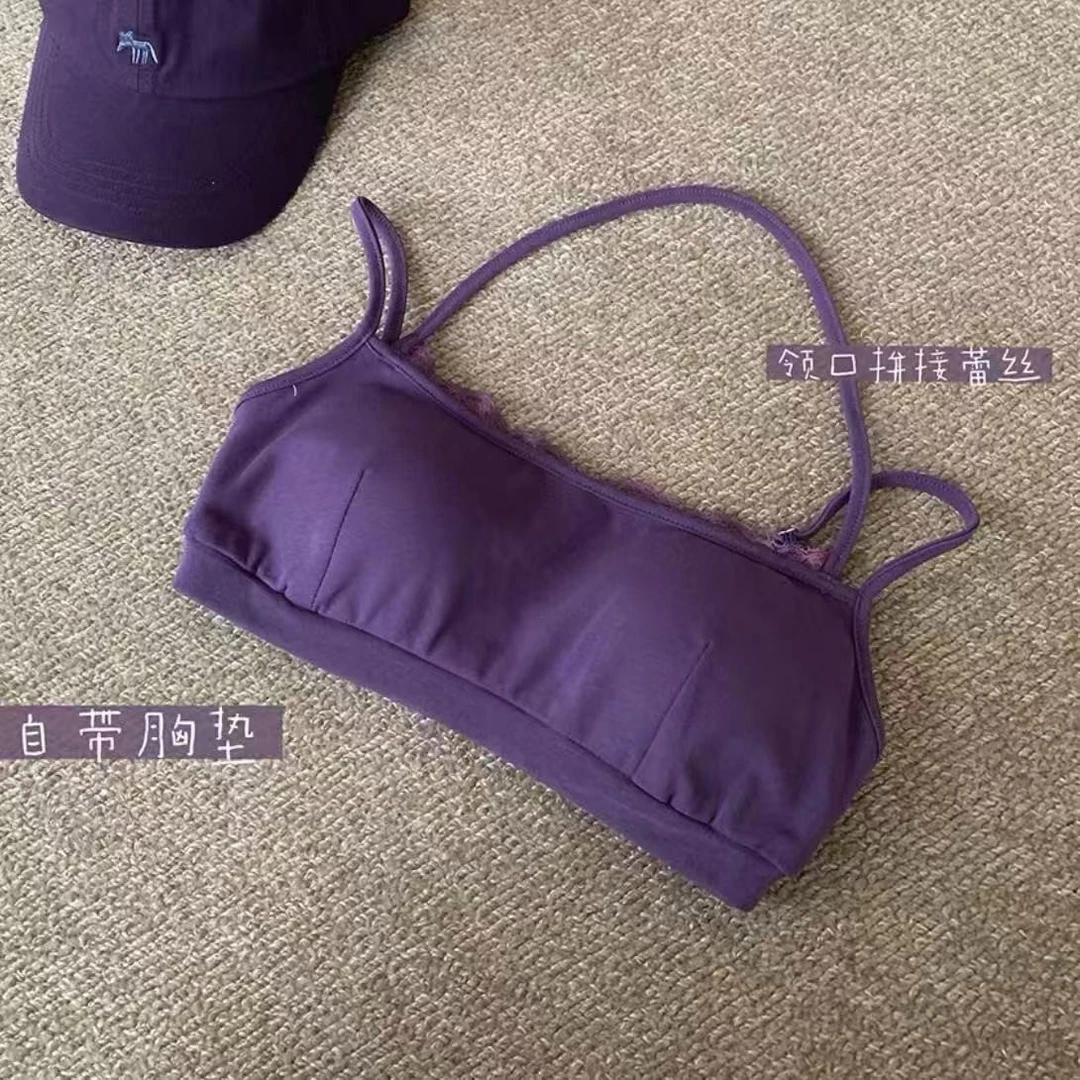 胖鹅张]蕾丝边固定杯挂脖肩带美背#8833[实物以直播间展示为准