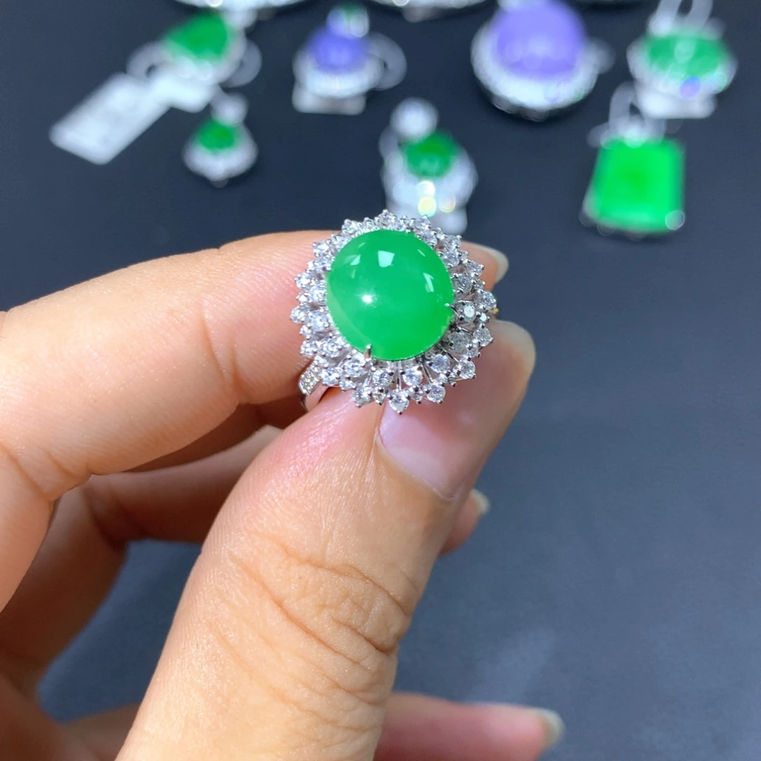 翡翠戒指18K金镶嵌两用款