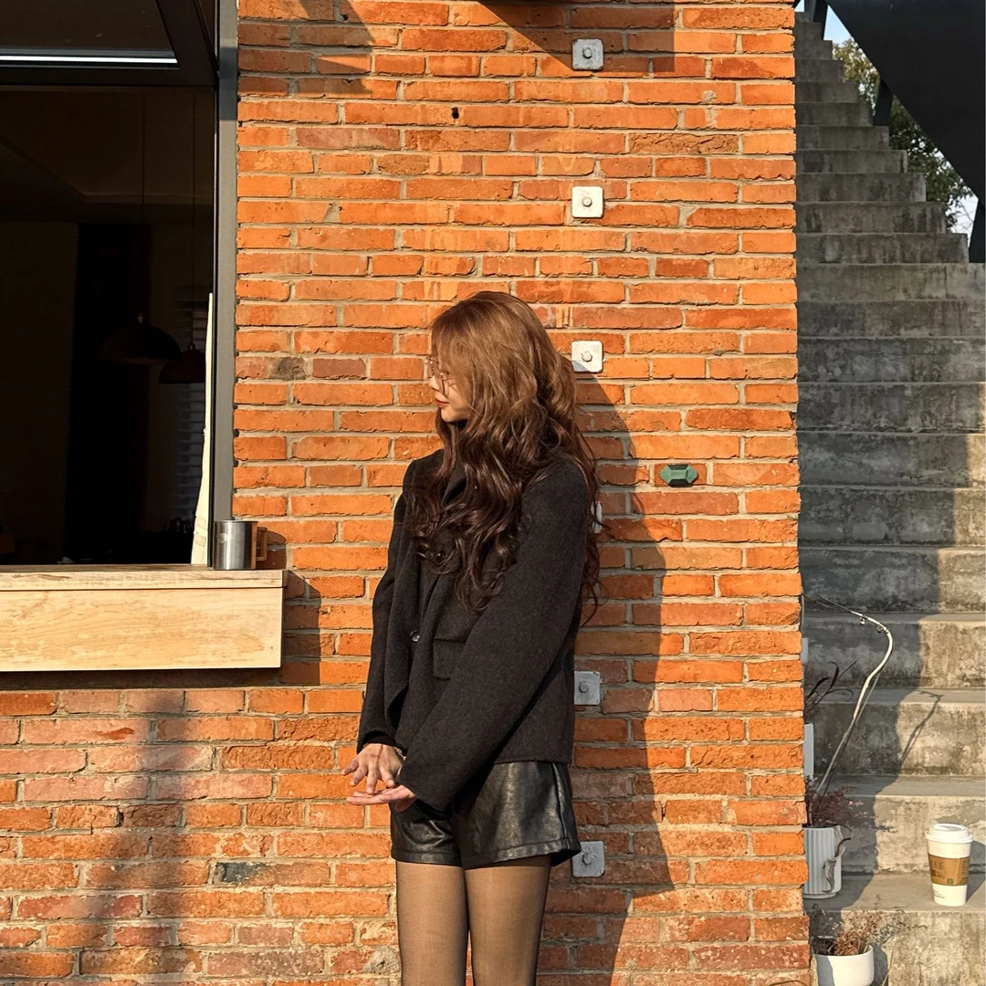 【维尼专属】纯色小香风宽松毛呢外套气质长袖短款百搭翻领Z8187