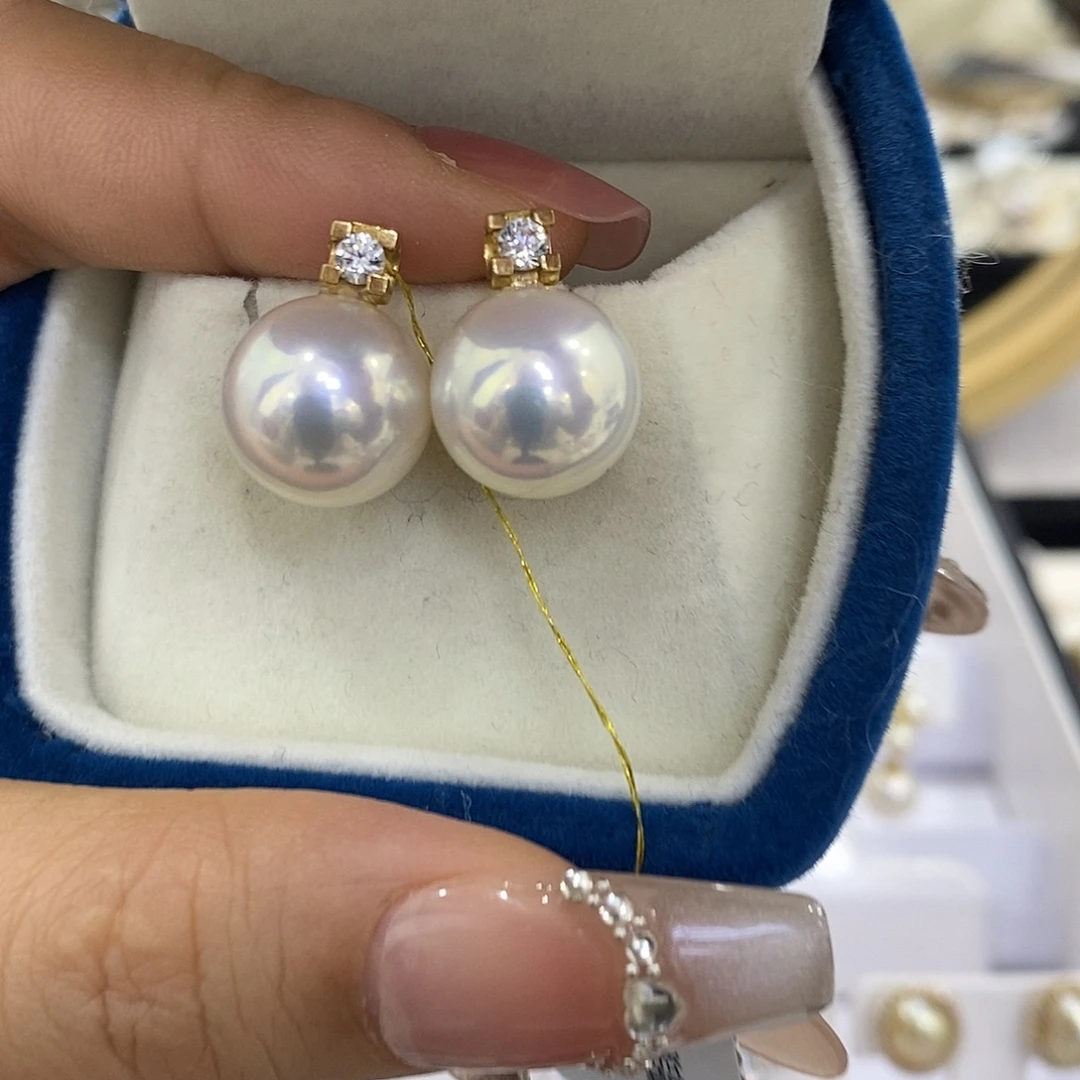 淡水珍珠18K金镶嵌耳饰