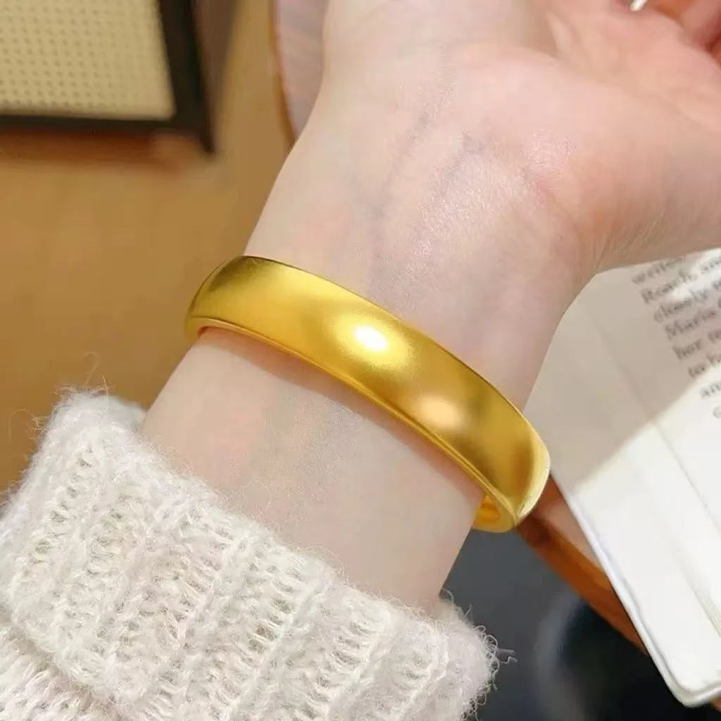 铜合金手镯 12n哑光泥鳅背轮胎手镯女款时尚素圈磨砂传承