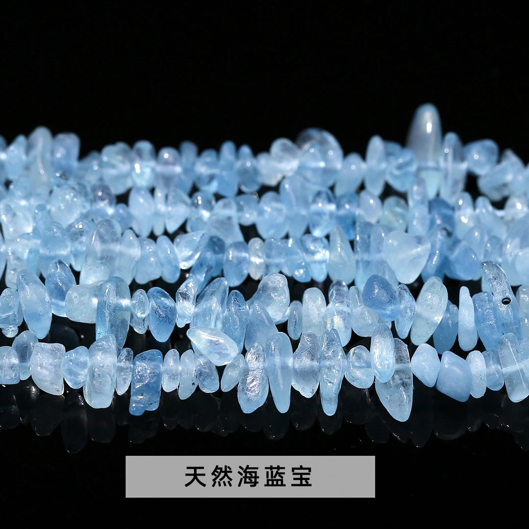 海蓝宝碎石整条半成品 简约水晶圆珠手链首饰品