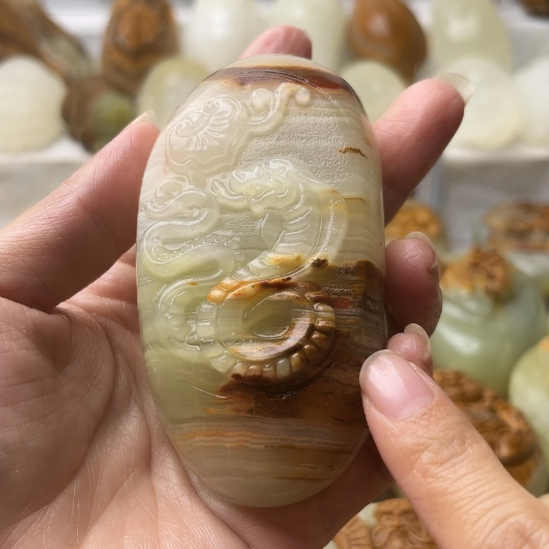 石材方解石手把摆件不退换蛇
