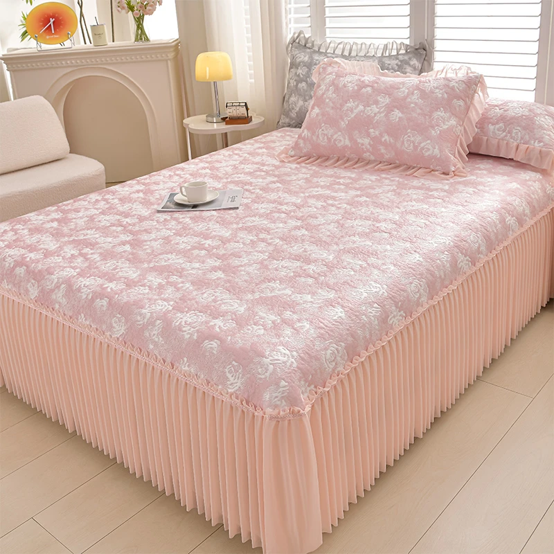 【法式高端A类凉席三件套】提花玫瑰凉感透气雪纺床裙可水洗可暴晒