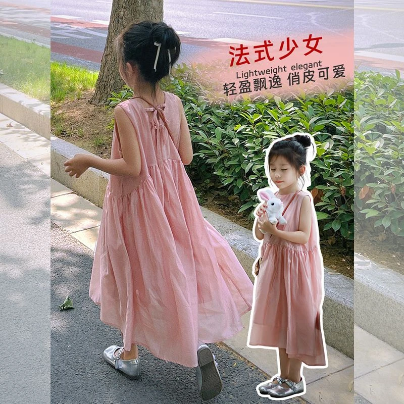 女童连衣裙夏季新款海边儿童公主背心中大童洋气沙滩宽松裙子a类