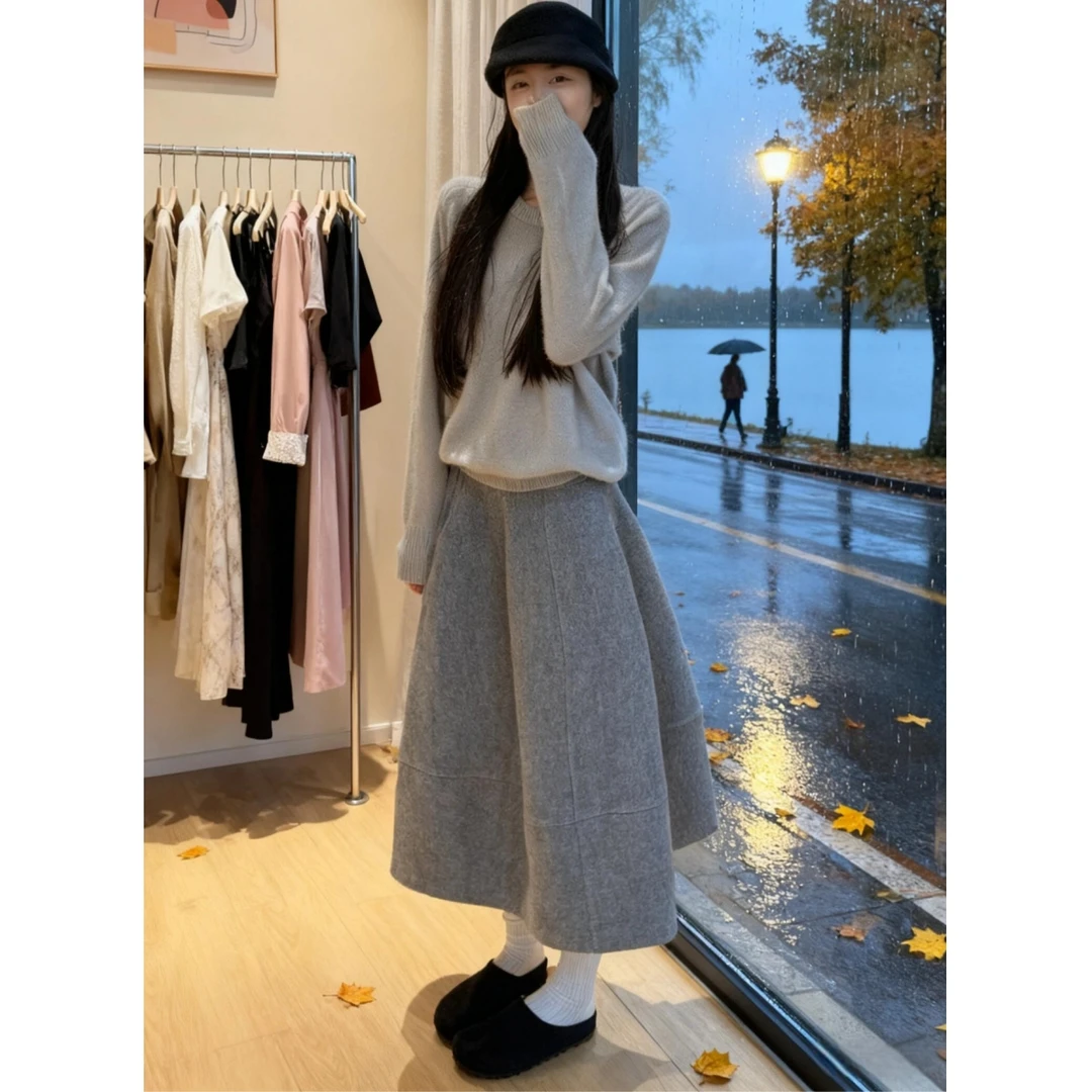 实物太美！不能错过！A字半身裙女2025年小个子秋冬气质显瘦中长裙