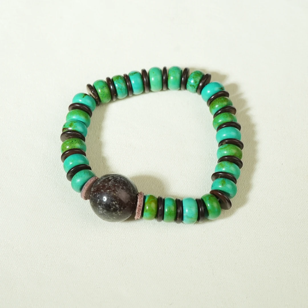 十九世纪玛瑙手串（绿松新）【华豫之门】AAJXD241215005