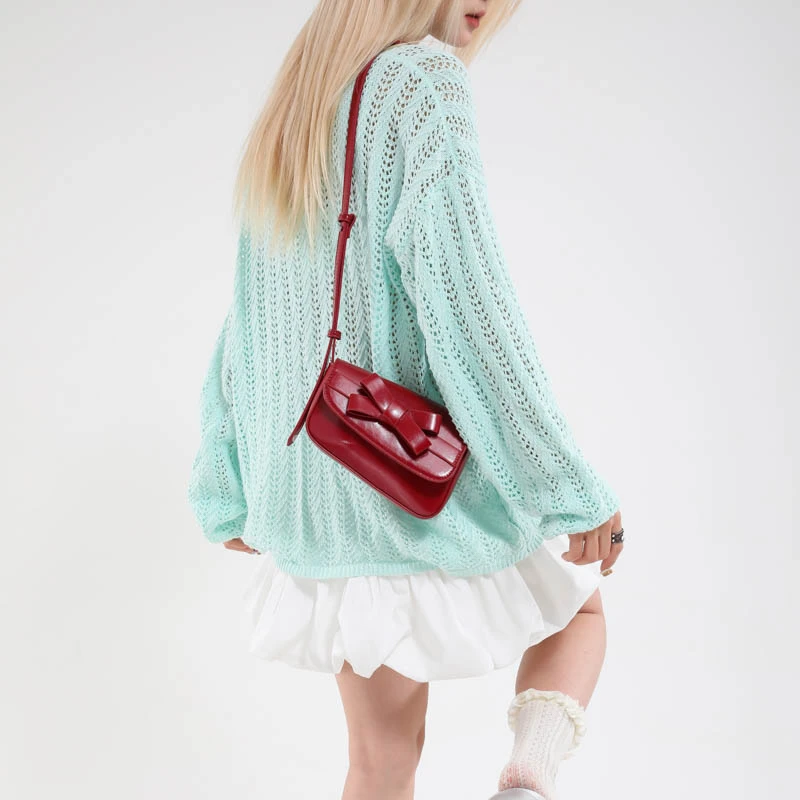 PARACVTOU/帕卡图甜酷红色蝴蝶夏季斜挎包2025新款小众设计单肩包