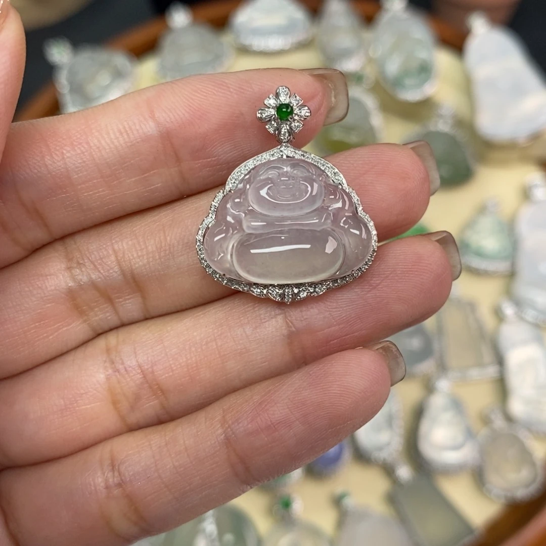 翡翠18K金镶嵌颈饰野*A货翡翠