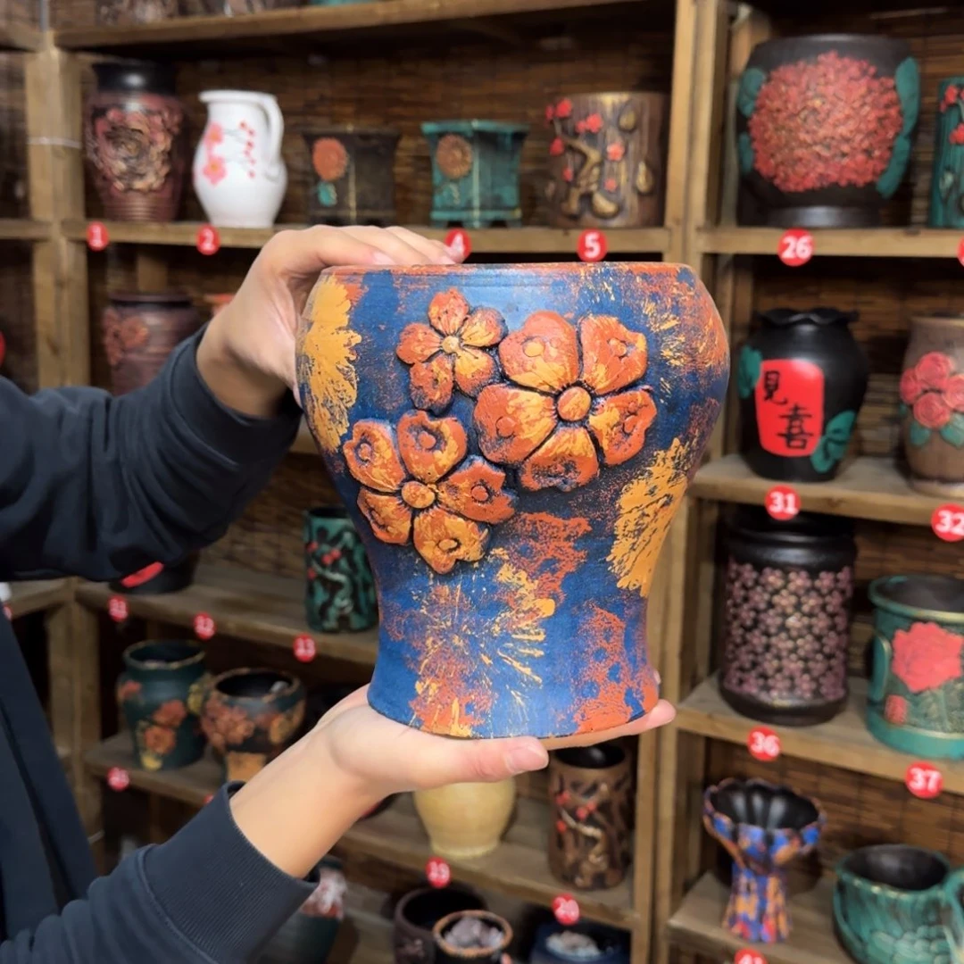 带孔高端浮雕花盆炸炸炸