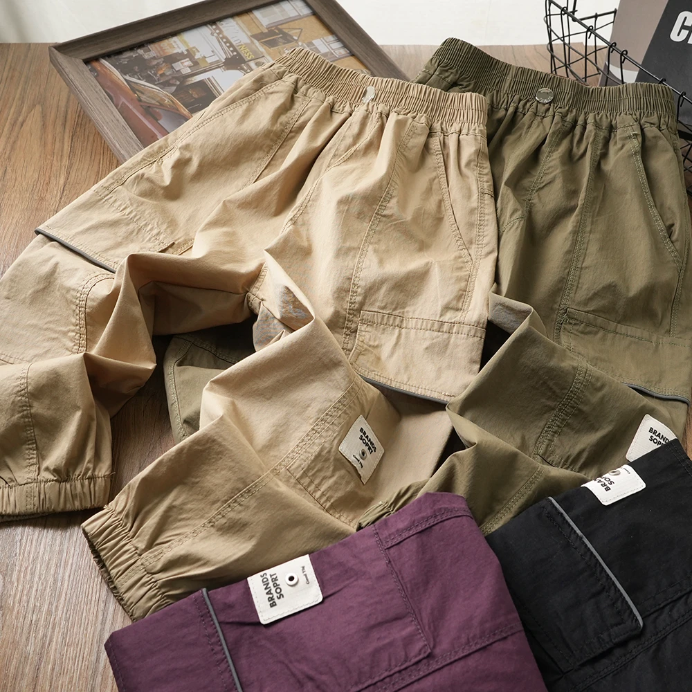 春季新款男童休闲口袋工装裤中大童儿童束脚简约长裤S933