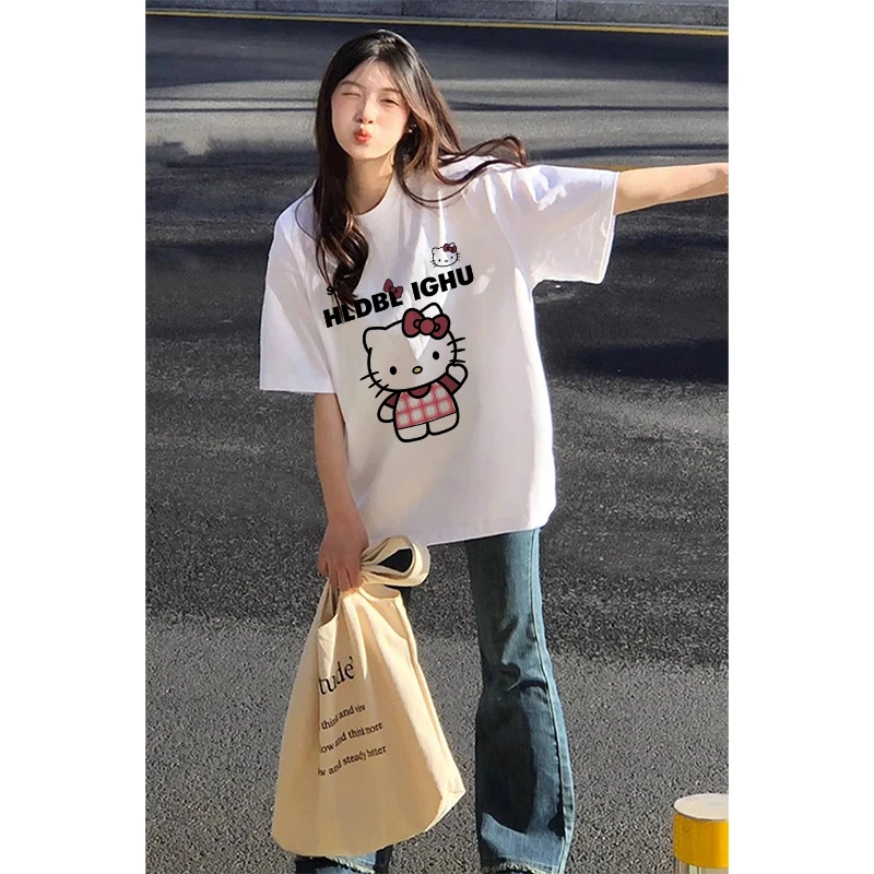 【帝韵】新款韩版t恤女kt猫夏季休闲百搭宽松半袖上衣学生纯棉短袖