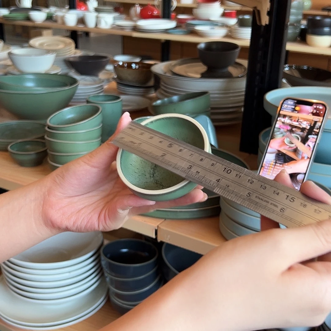 新骨瓷099微瑕烟灰绿3寸酱碗