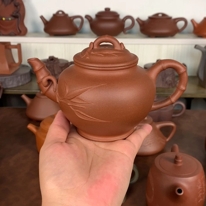 茶壶紫砂竹报春容量300原矿