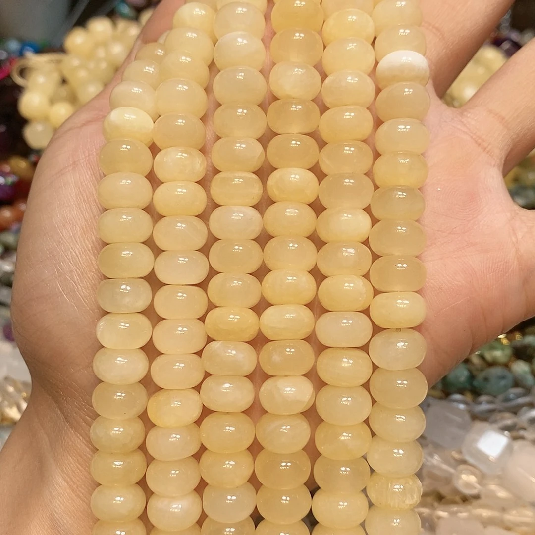 玛瑙/玉髓散珠天然黄玉算盘一条10m m